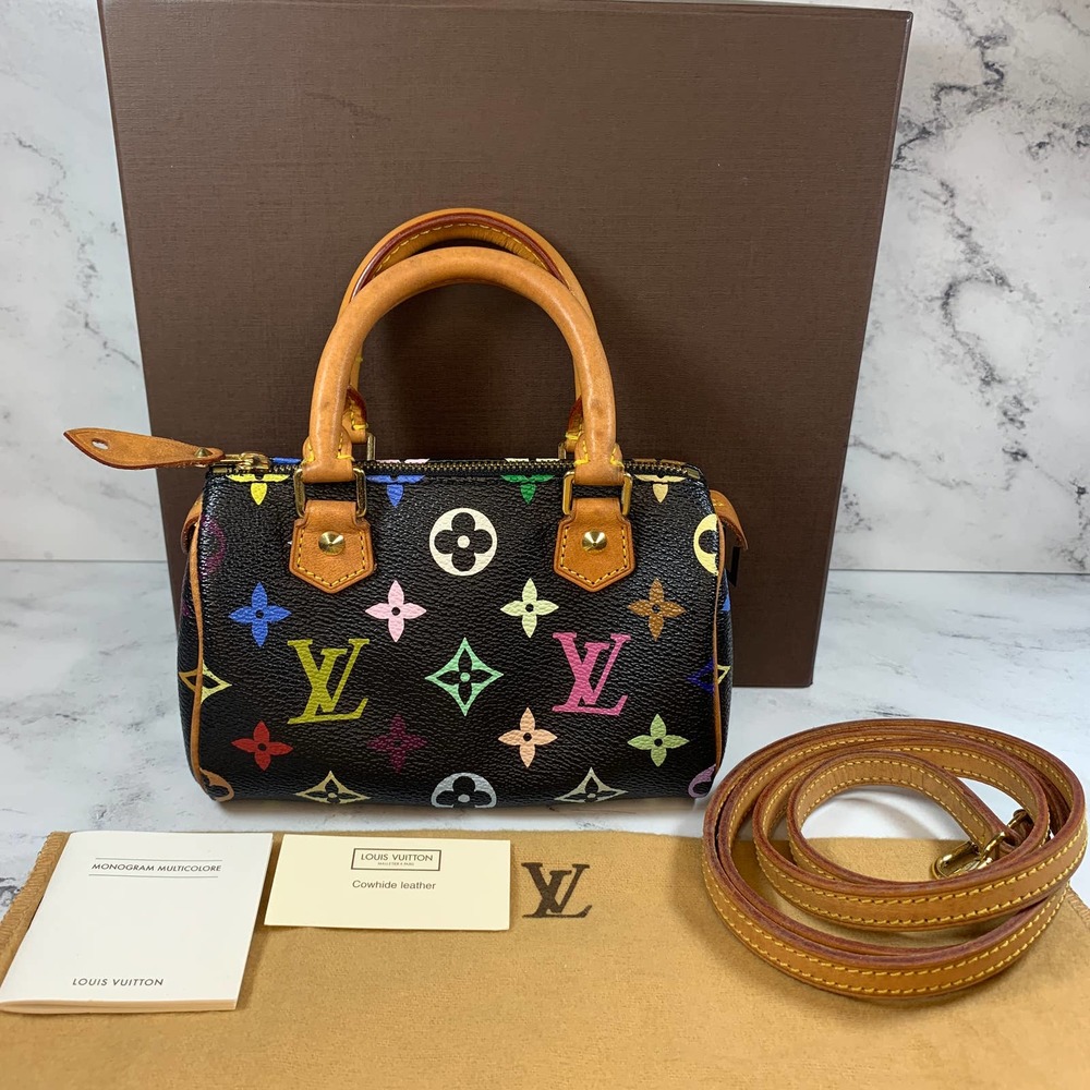 ❌❌ Louis Vuitton Multicolor speedy Mini HL bag Murakami Vintage black Monogram - Picture 13 of 13